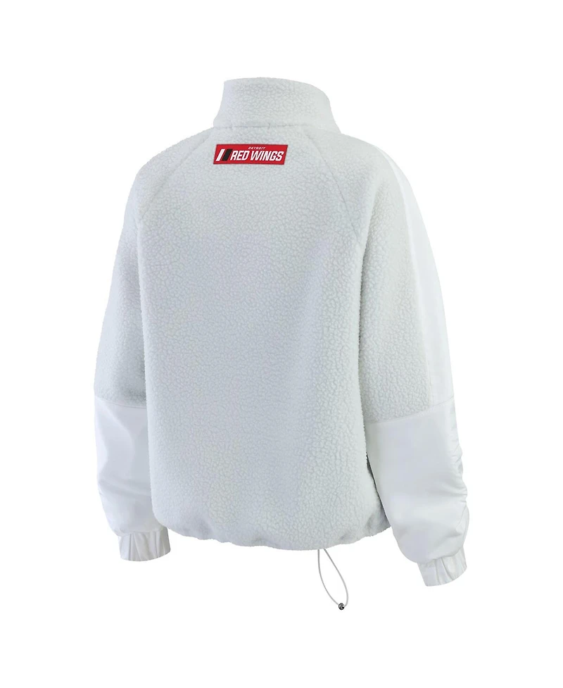 Wear by Erin Andrews Women's Gray Detroit Red Wings Polar Fleece Quarter-Zip Jacket