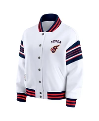 Wear by Erin Andrews Women's White/Navy Indiana Fever Full-Snap Fleece Sweatshirt Jacket