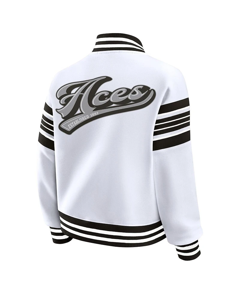 Wear by Erin Andrews Women's White/Black Las Vegas Aces Plus Full-Snap Fleece Sweatshirt Jacket