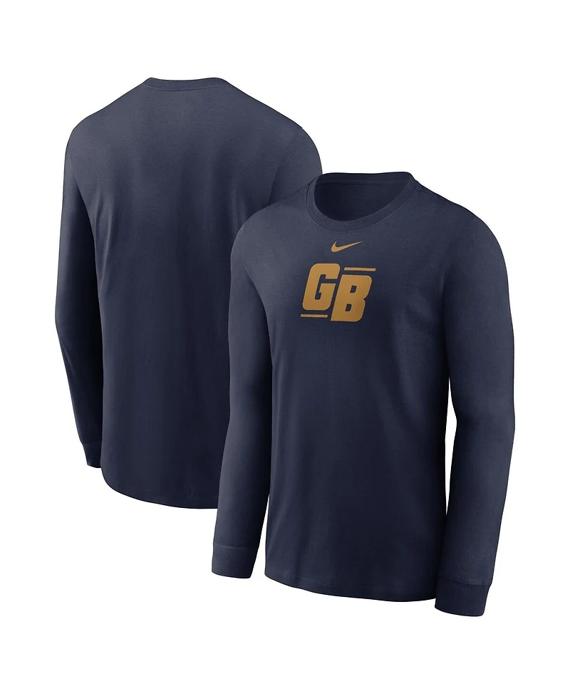 Nike Men's Navy Green Bay Packers Essential Long-Sleeve T-Shirt
