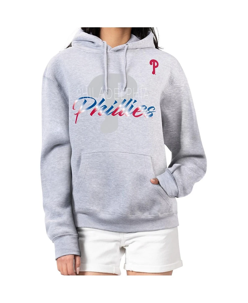 G-iii 4Her by Carl Banks Women's Heather Gray Philadelphia Phillies Shadow Logo Graphic Pullover Hoodie