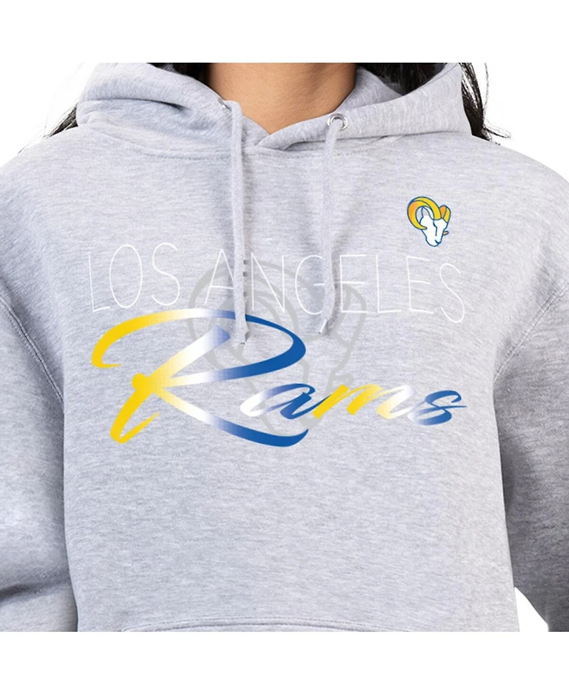 G-iii 4Her by Carl Banks Women's Gray Los Angeles Rams Shadow Logo Fleece Pullover Hoodie