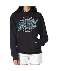 G-iii 4Her by Carl Banks Women's Black Philadelphia Eagles Pinstripe Circle Fleece Pullover Hoodie