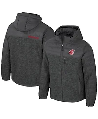 Colosseum Men's Charcoal Washington State Cougars Nightman Full-Zip Hoodie Puffer Jacket
