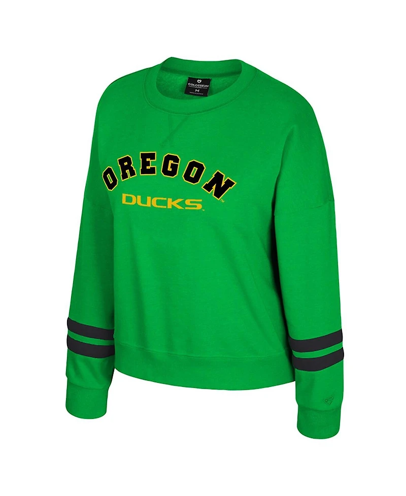 Colosseum Women's Green Oregon Ducks Splashy Crewneck Fleece Sweatshirt