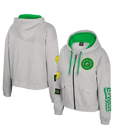 Colosseum Women's Gray Oregon Ducks Alfie Full-Zip Hoodie Jacket