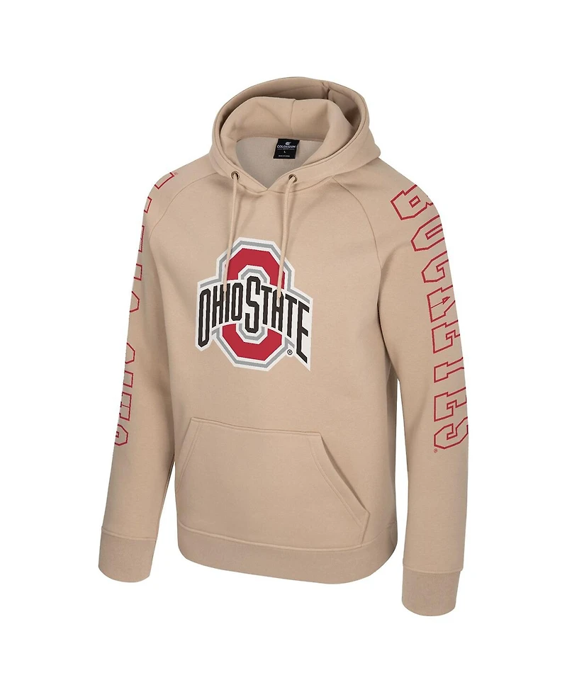 Colosseum Men's Tan Ohio State Buckeyes Big Break Raglan Hoodie