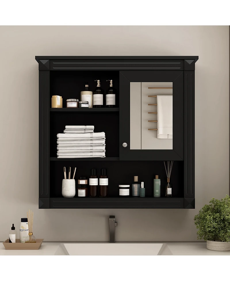 Casainc 32'' Bathroom Wall Cabinet with Mirror, Adjustable Shelves & 4 Shelves for Storage