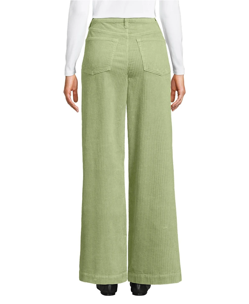 Lands' End Women's High Rise Wide Leg Corduroy Pants