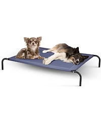 Gymax Large Dog Cat Bed Elevated Pet Cot Indoor Outdoor Camping Steel Frame Mat -Xl
