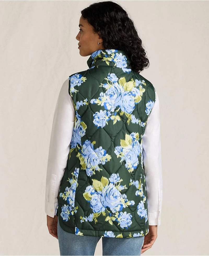 Lands' End Women's Print FeatherFree Quilted Insulated Vest