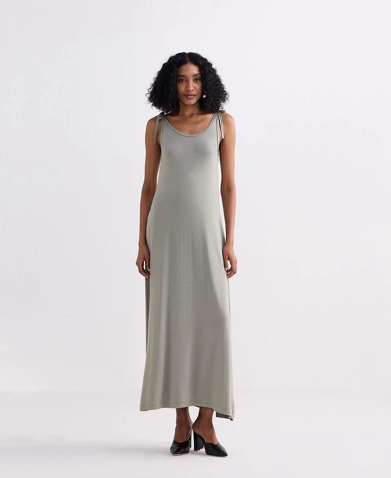 Reistor Women's Maxi Dress with Shoulder Tie-Details