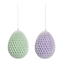 Large Honeycomb Egg Easter Spring Decorative Hanging Tree Ornament Set of 4