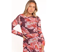 Petal and Pup Women's Calypso Long Sleeve Maxi Dress - Burgundy Peony