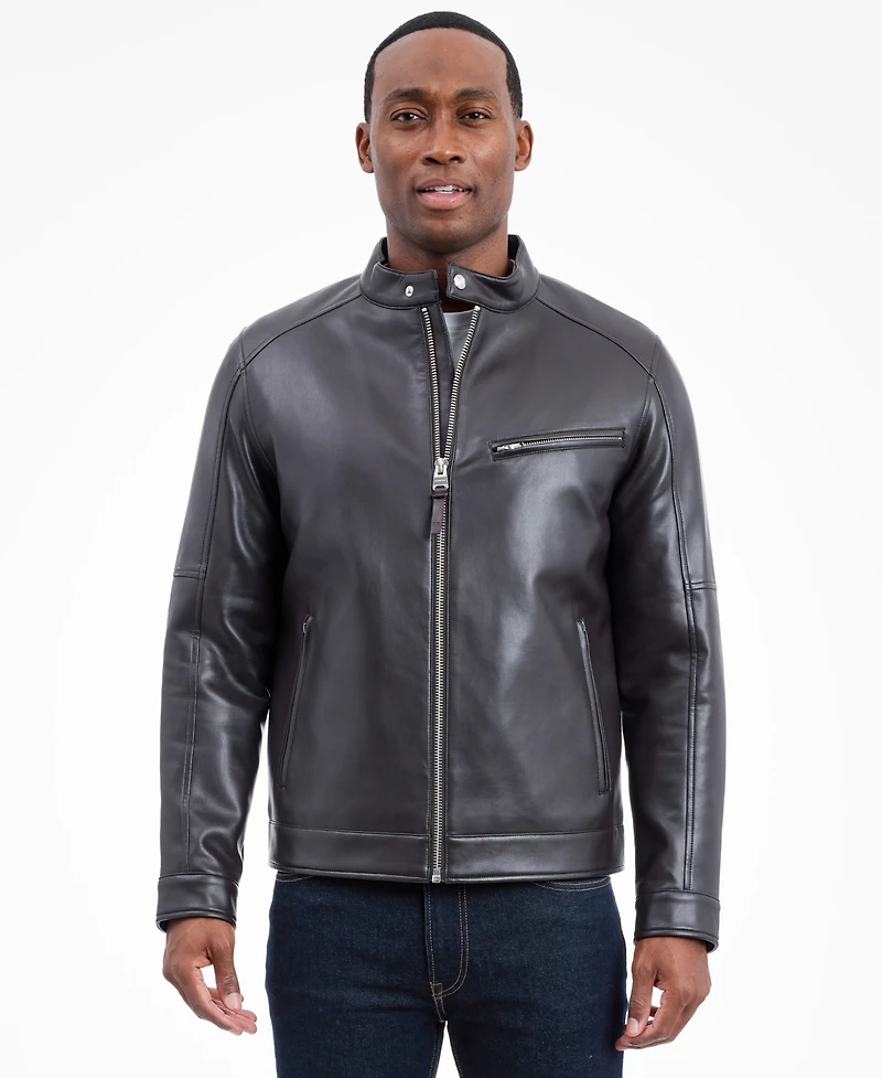 Michael Kors Men's Faux Leather Moto Jacket