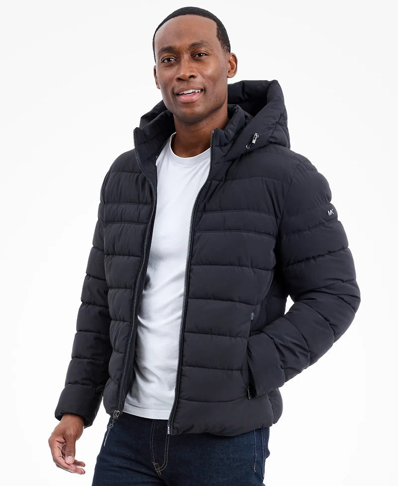 Michael Kors Men's Dressy Hooded Stretch Packable Jacket