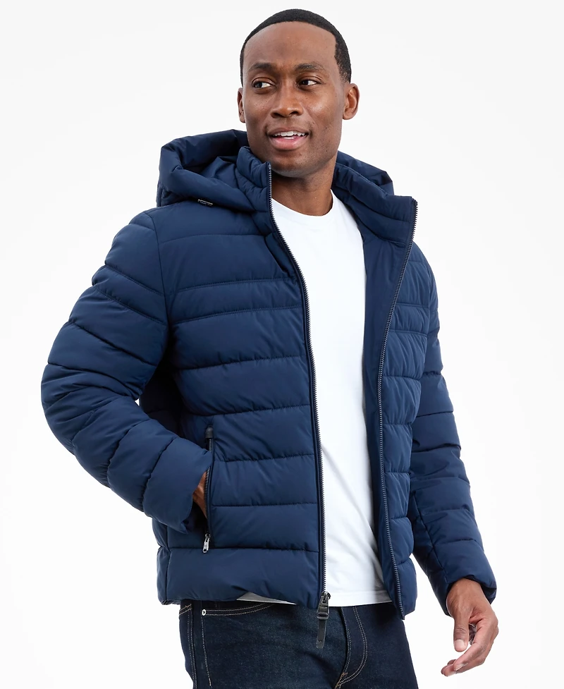 Michael Kors Men's Dressy Hooded Stretch Packable Jacket