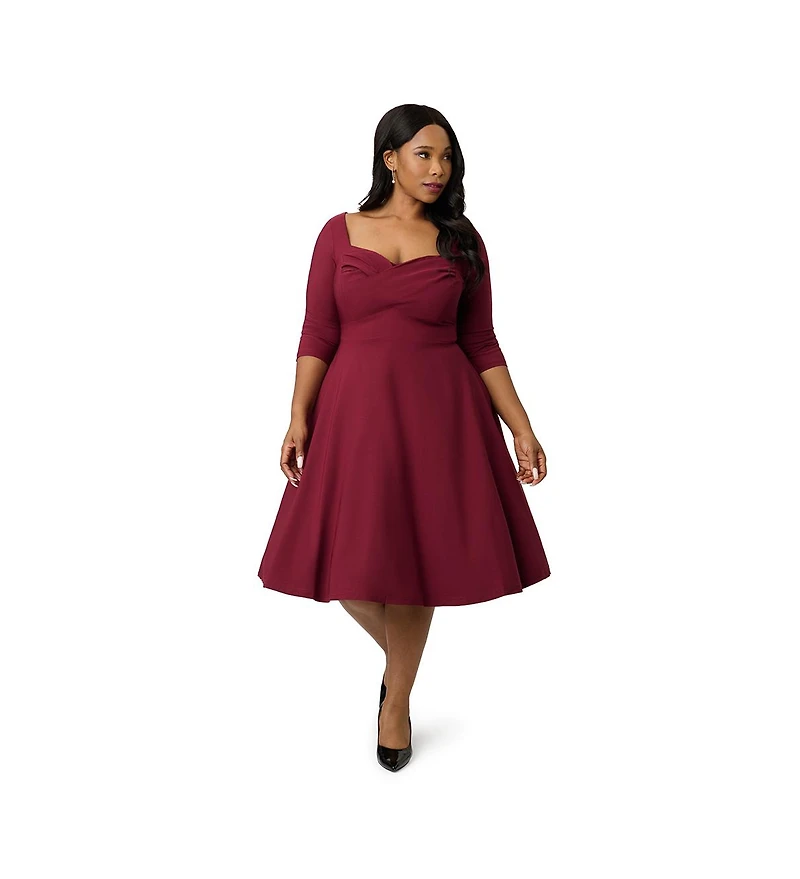 Unique Vintage Plus Pleated Bust Swing Dress