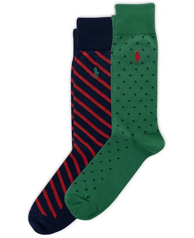 Polo Ralph Lauren Men's Dot & Stripe Slack Socks, 2-Pack