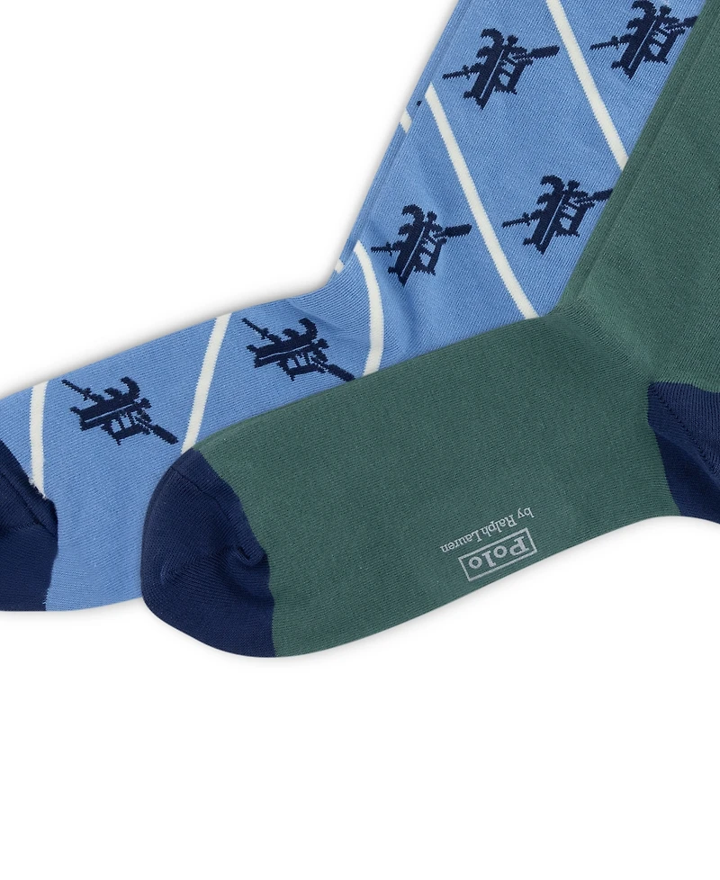 Polo Ralph Lauren Men's 2-Pack Head of the Charles Bear Dress Socks
