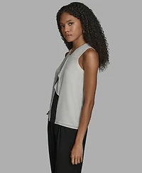 Bcbg Women's Contrast Ruffle Detail Sleeveless Blouse