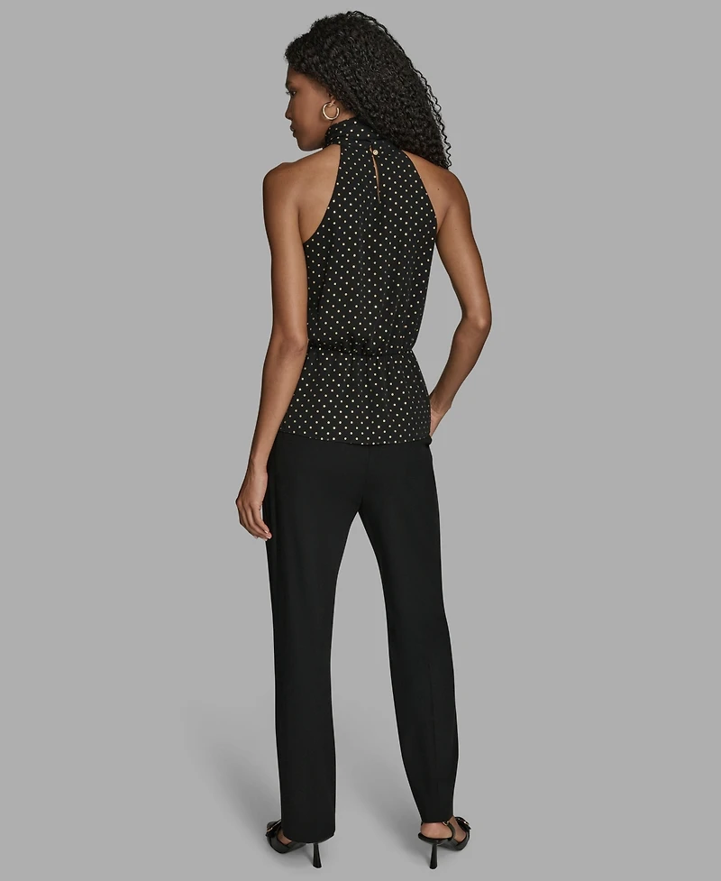 Bcbg Women's Polka Dot Print Halter Neck Blouse