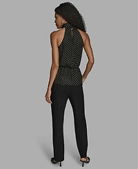 Bcbg Women's Polka Dot Print Halter Neck Blouse
