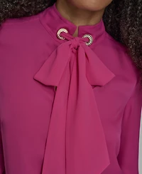 Bcbg Women's Long Sleeve Tie Neck Blouse