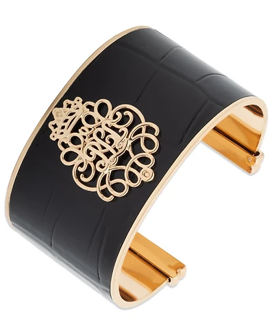 Lauren Ralph Lauren Hematite Gold-Tone Logo Leather Cuff Bracelet