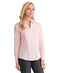 Jones New York Women's Easy Care Button Up Long Sleeve Blouse