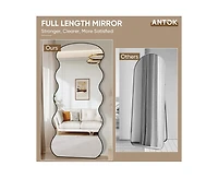 Antok Full Length Mirror 76"x34" Wavy with Stand for Bedroom Living Room Cloakroom