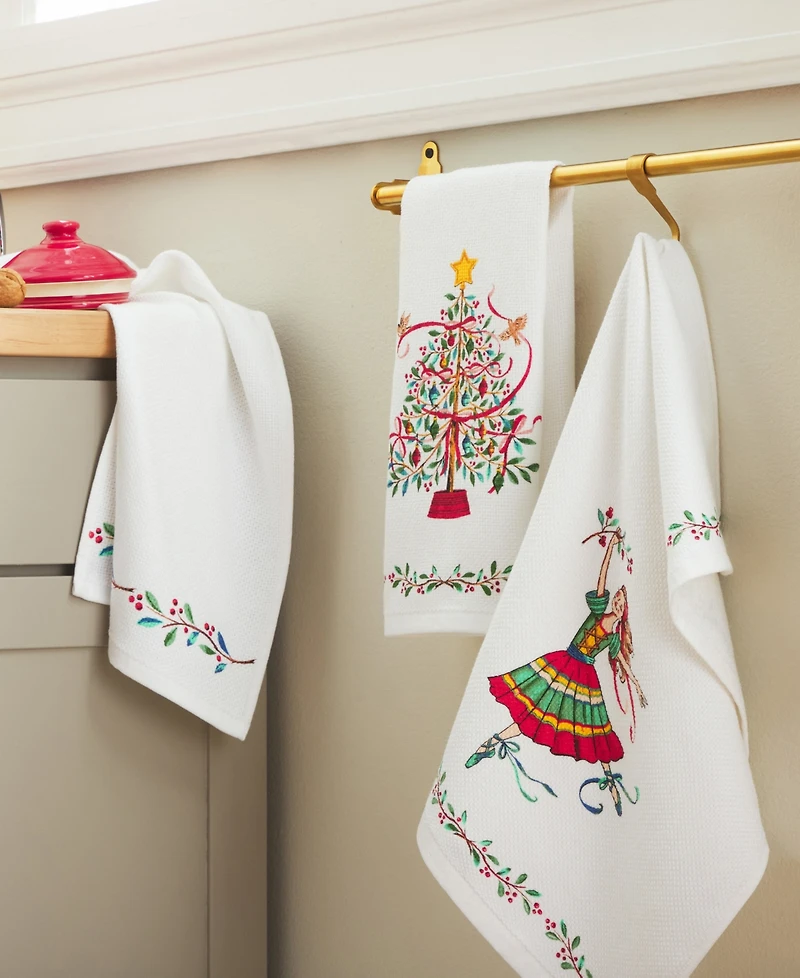Fiesta Holiday Tree and Holly Sprig 2-Pc. Kitchen Towel Set