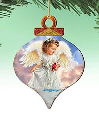 Designocracy Angel with Cardinal Wooden Ornament