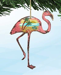 Designocracy Rustic Flamingo Wooden Ornament