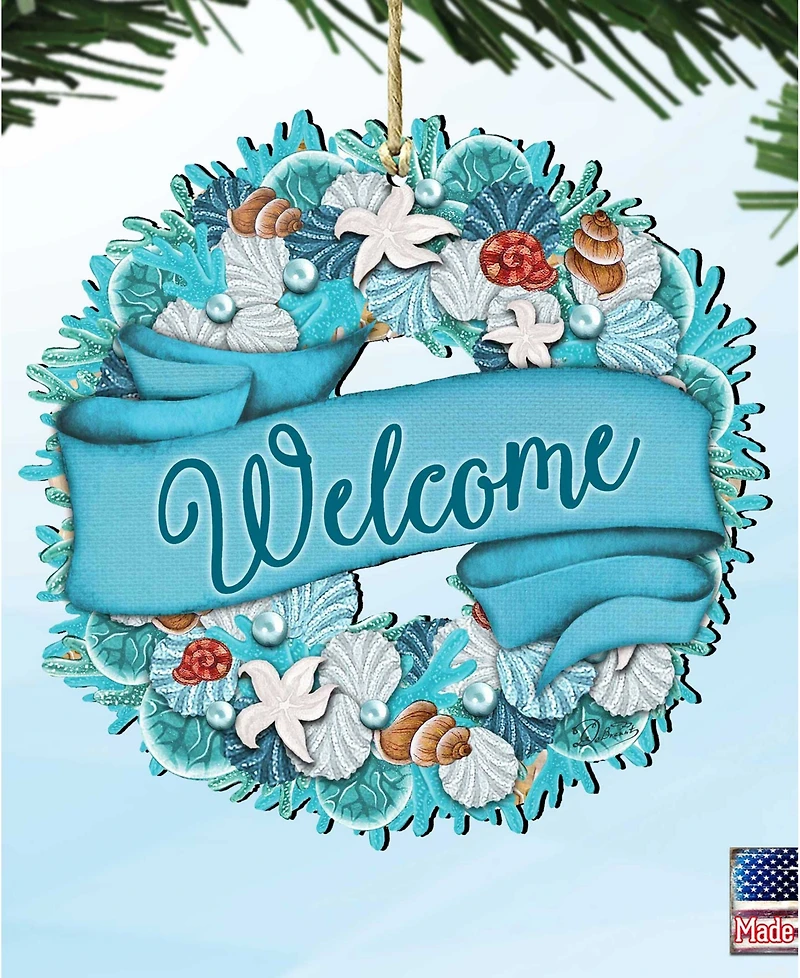 Designocracy Welcome Wreath Wooden Ornament