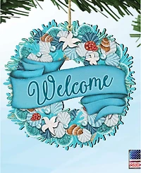 Designocracy Welcome Wreath Wooden Ornament
