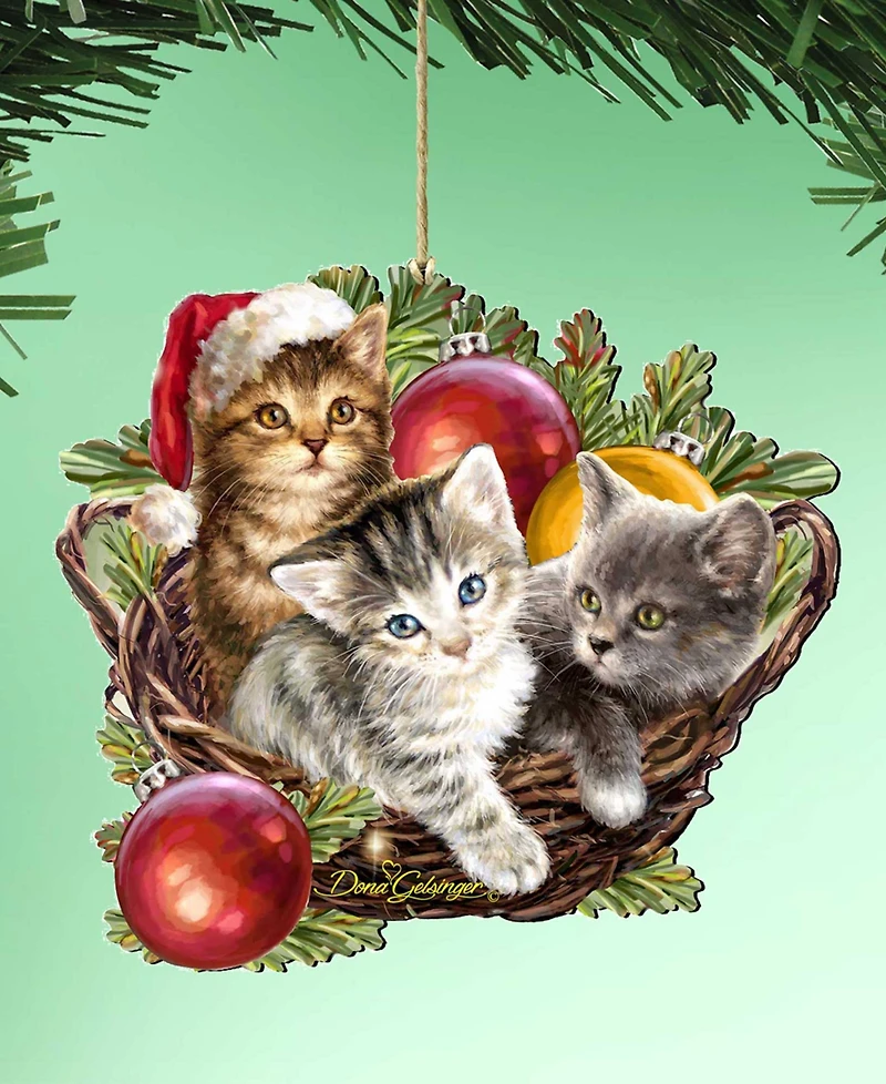 Designocracy Christmas Kittens Christmas Ornament