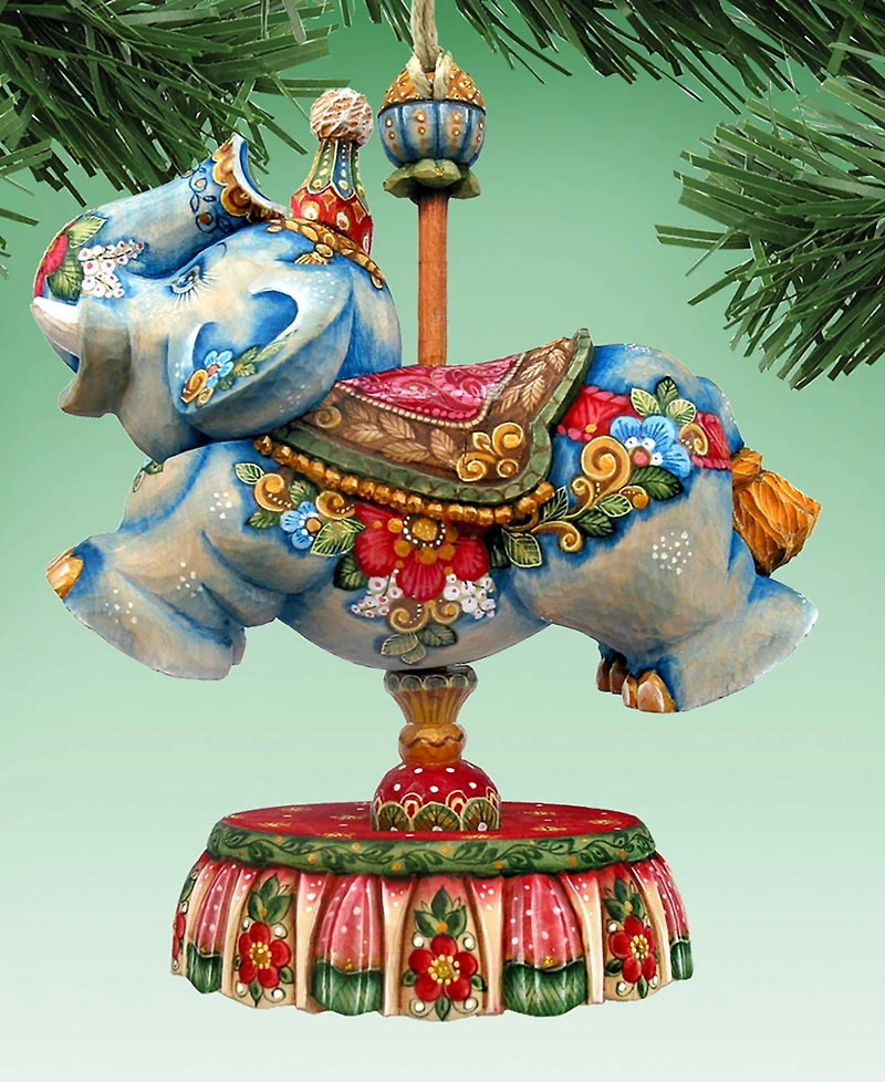 Designocracy Carousel Elephant Christmas Ornament