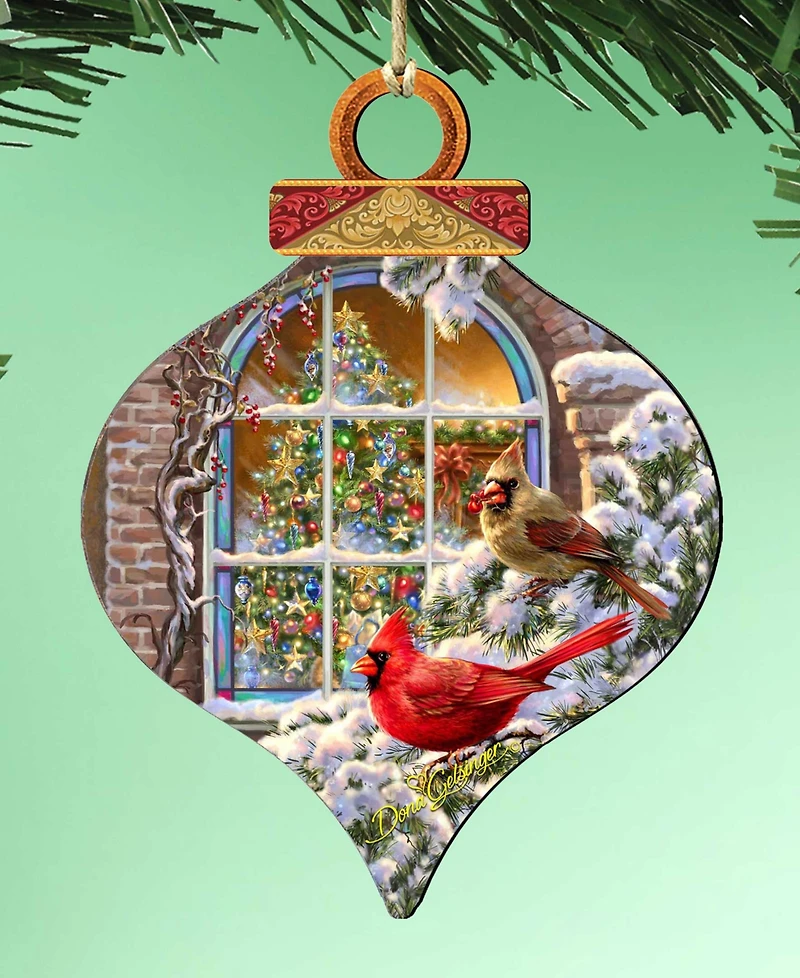 Designocracy Winter House Cardinals Holiday Ornament