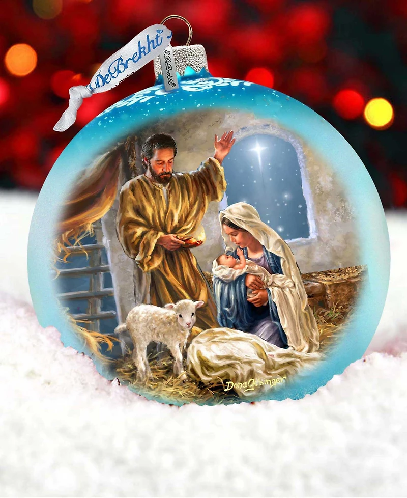 G. Debrekht A Child Is Born Nativity Le Glass Ornament