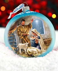 G. Debrekht A Child Is Born Nativity Le Glass Ornament