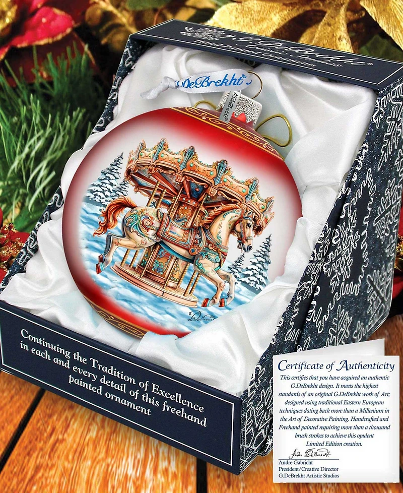 G. Debrekht Winter Wonderland Carousel Christmas Glass