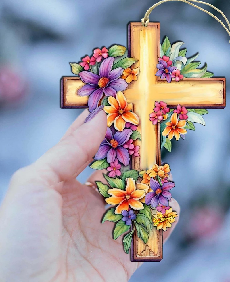 Designocracy Serenity Cross Christmas Ornament