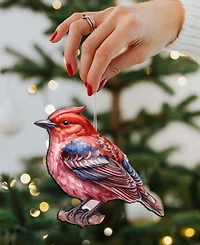 Designocracy Red Forest Bird Christmas Wooden Ornament