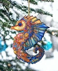 Designocracy Mosaic Seahorse Christmas Wood Ornament