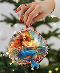 Designocracy Mermaid in the Shell Christmas Ornament