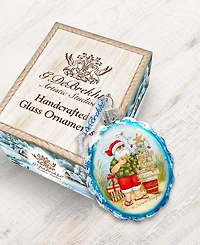 Designocracy Santa with Christmas Tree Glass Ornaments
