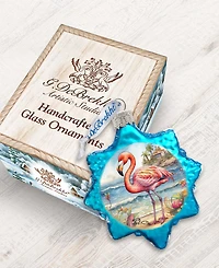 Designocracy Flamingo Christmas Glass Ornaments