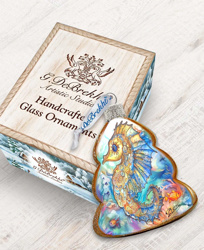 Designocracy Seahorse Christmas Glass Ornaments