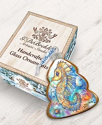 Designocracy Seahorse Christmas Glass Ornaments